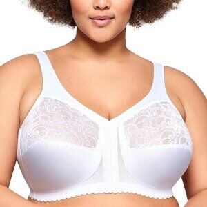 Glamorise 1200 MagicLift Front-Closure Support Bra No Wire White 50D NWT